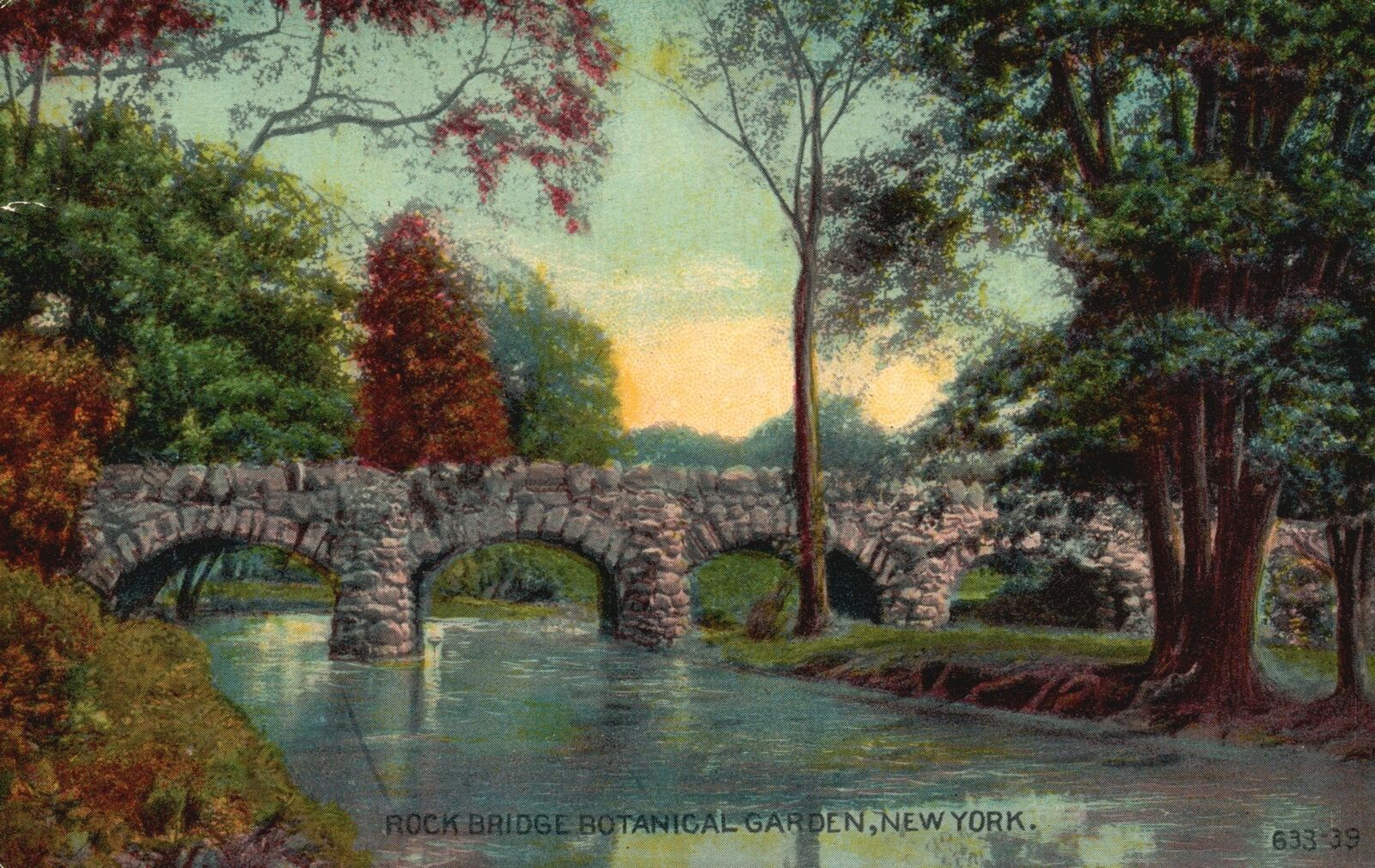 Vintage Postcard 1912 Rock Bridge Botanical Garden Scenic View New York NY