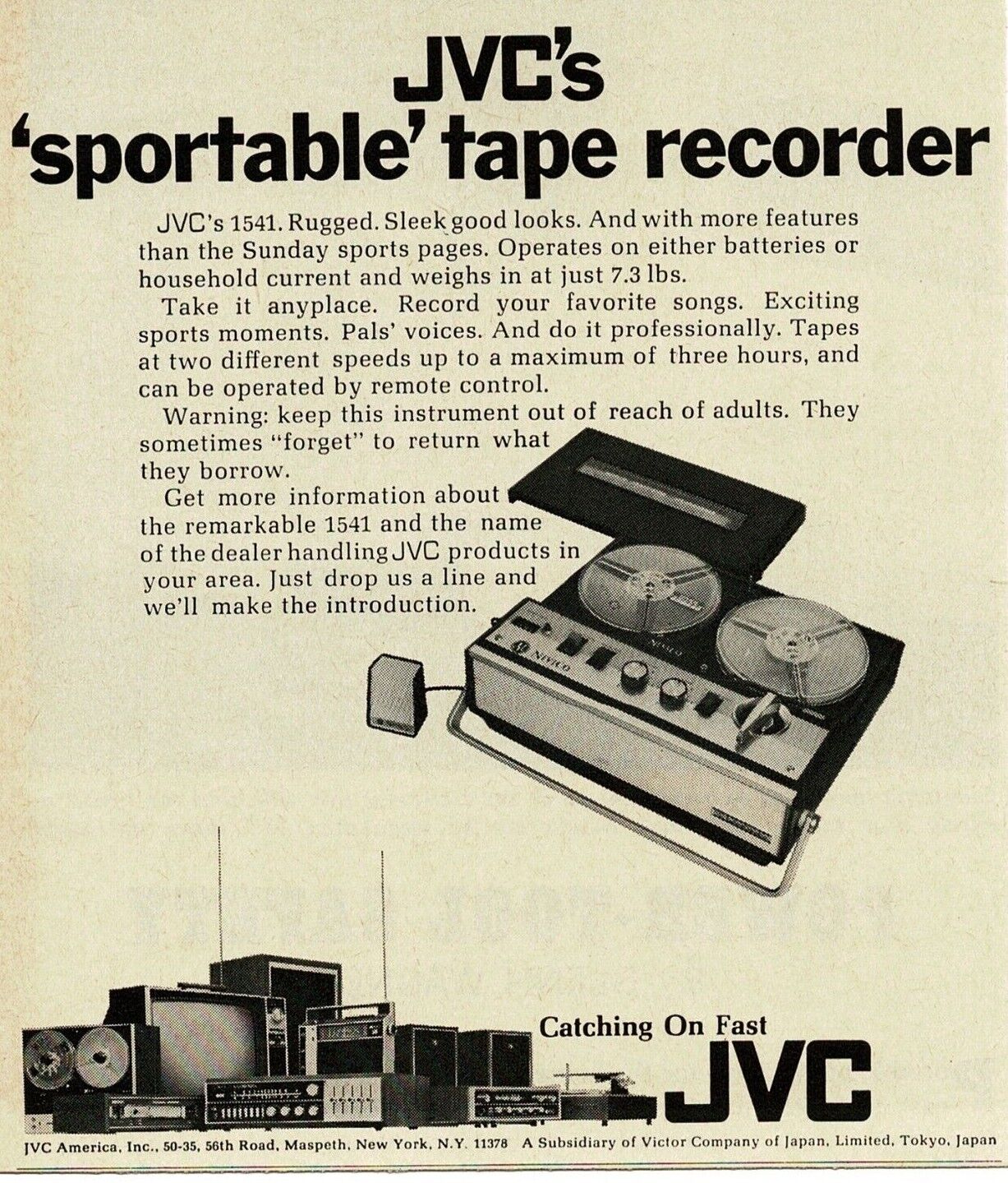 1969 JVC 1541 Portable Tape Recorder Vintage Print Ad