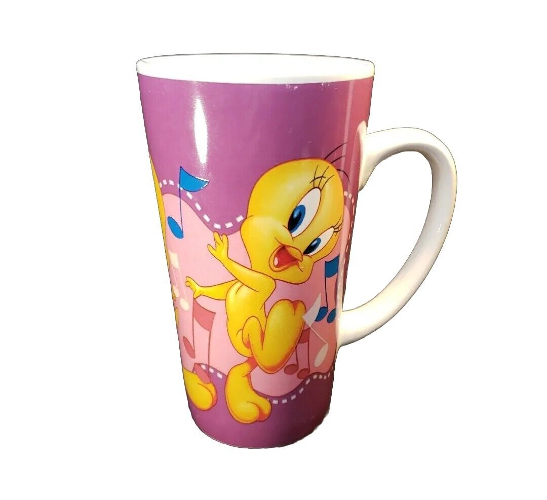 Vtg Looney Tunes Tweety Pink And Purple Mug Coffee Tea Cup