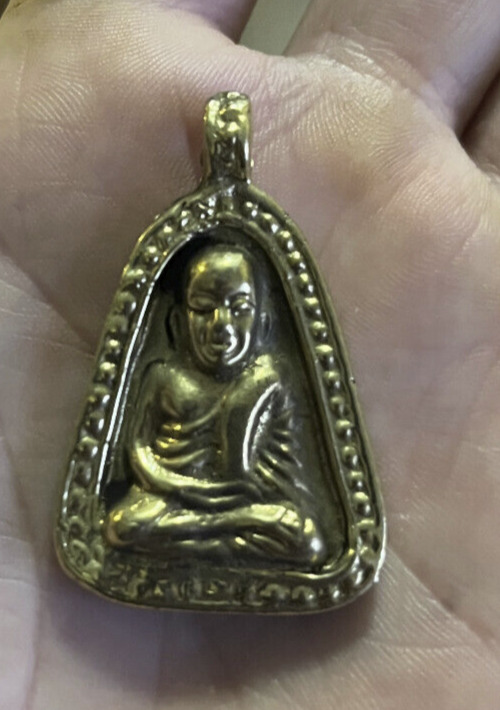 Brass Pim Jorb Yai Wat Bangklan Locket Phra LP Ngern Talisman Amulet Necklace
