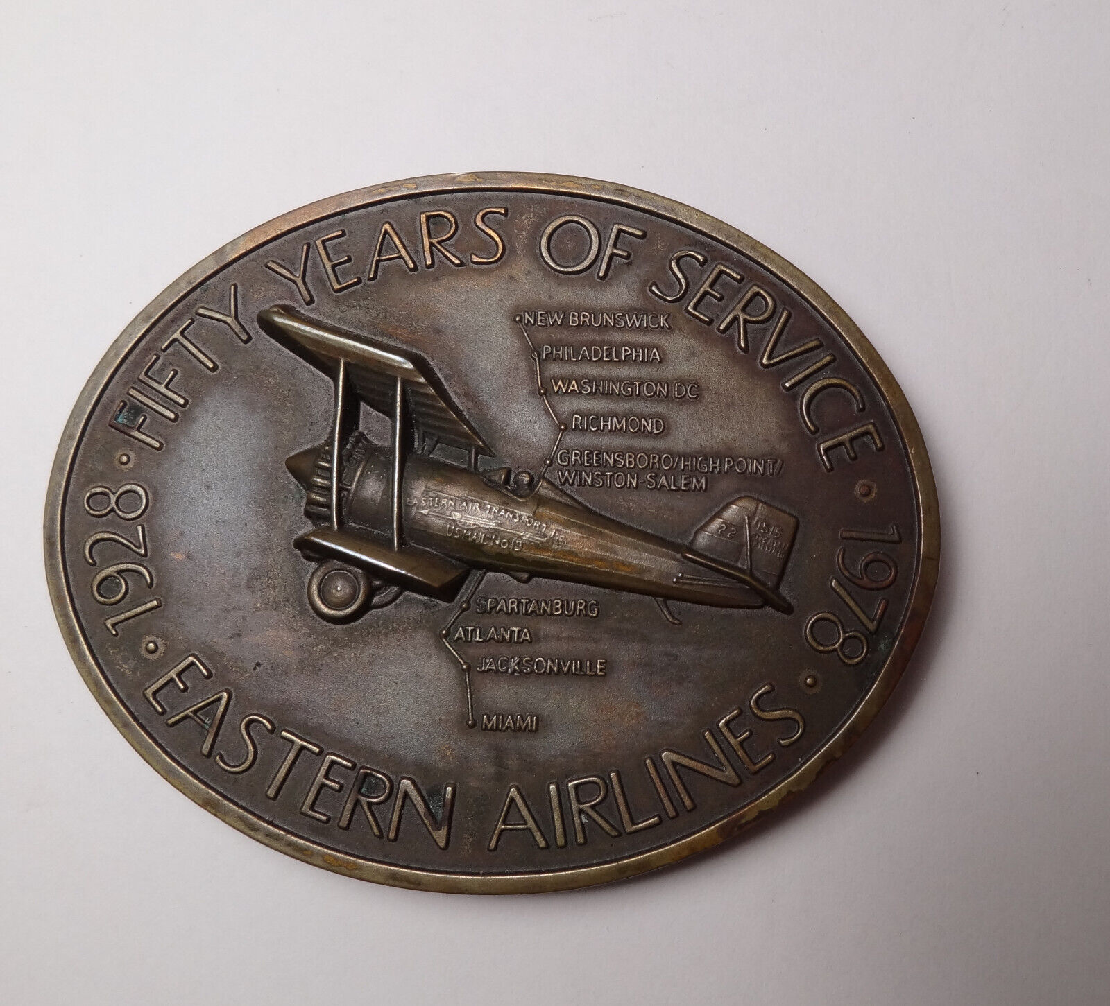 Eastern Airlines 50 Years Service Bronze Medallion 1928-78 Frank Borman