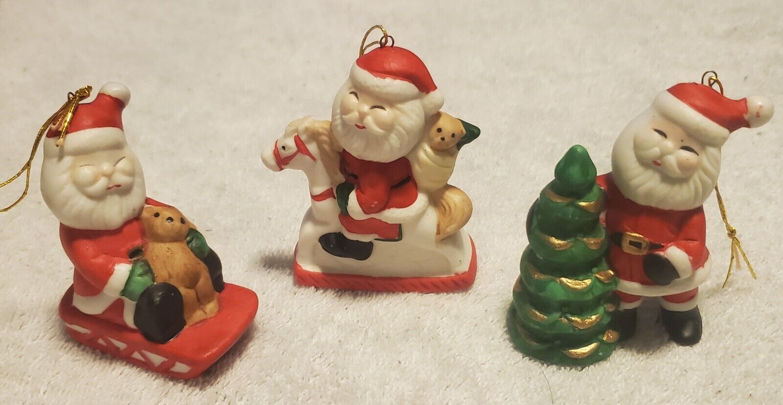 1980\'s Christmas Around The World Santas Set Of 3 Taiwan Ceramic Ornaments