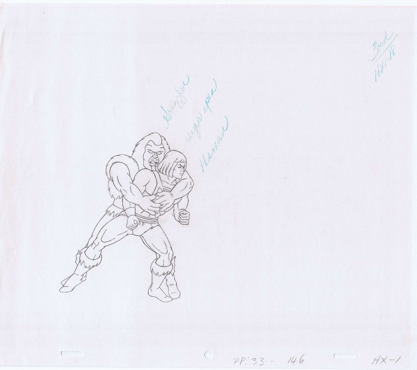 He-Man Grizzlor 1985 Original Art w/COA Animation Production Pencils PP 33 HX-1