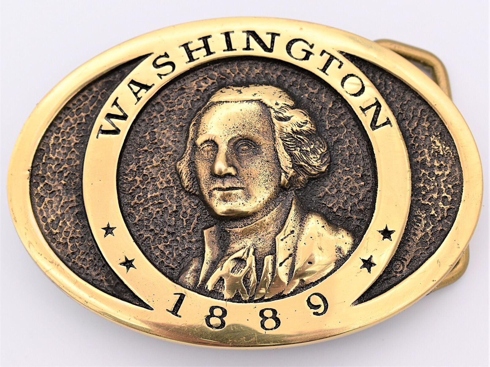 Washington Statehood Year George Washington Solid Brass Vintage Belt Buckle