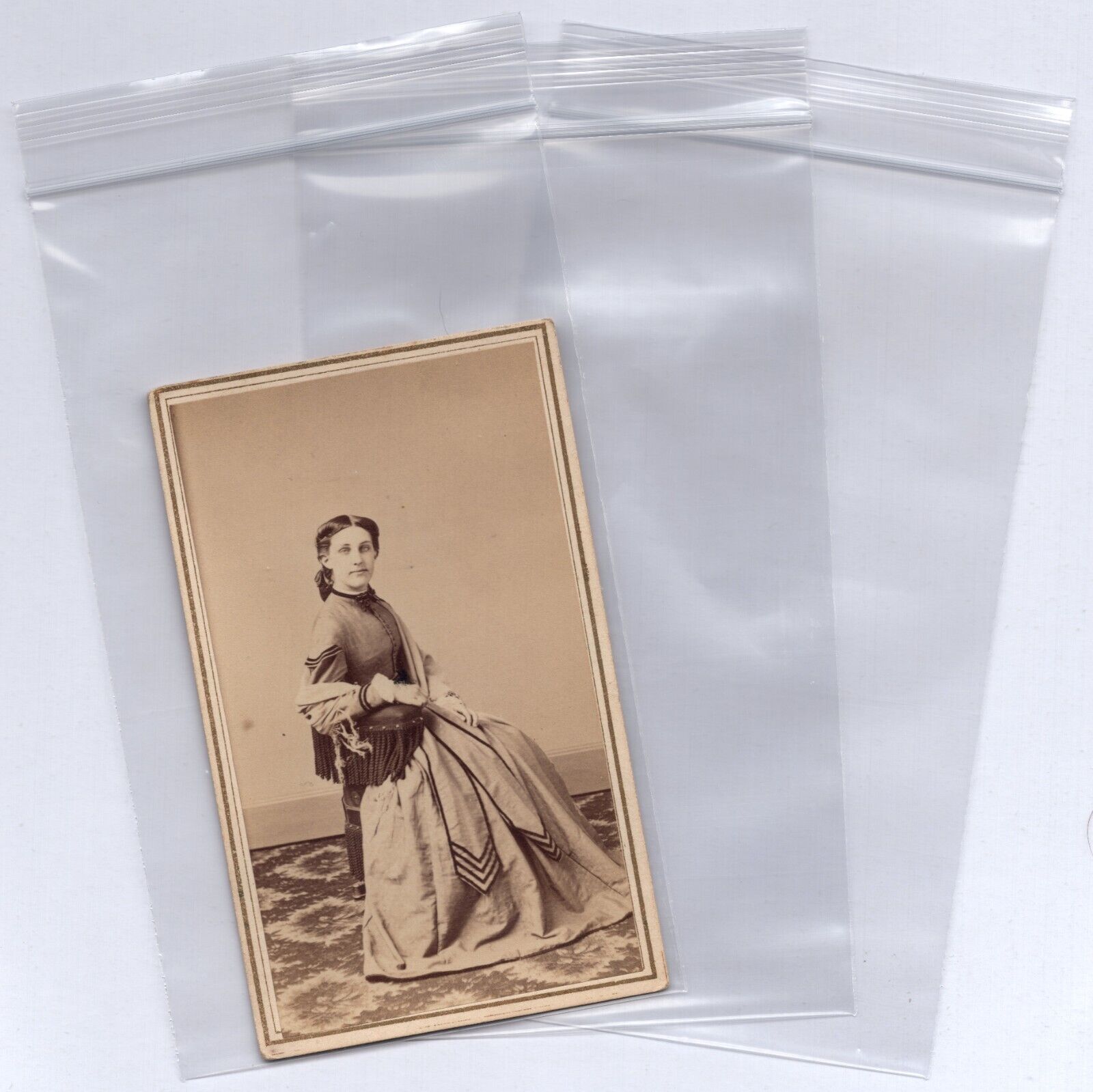 100 CDV AND TINTYPE PHOTO ZIPLOC SLEEVES PACK CLEAR POLY ARCHIVAL SAFE
