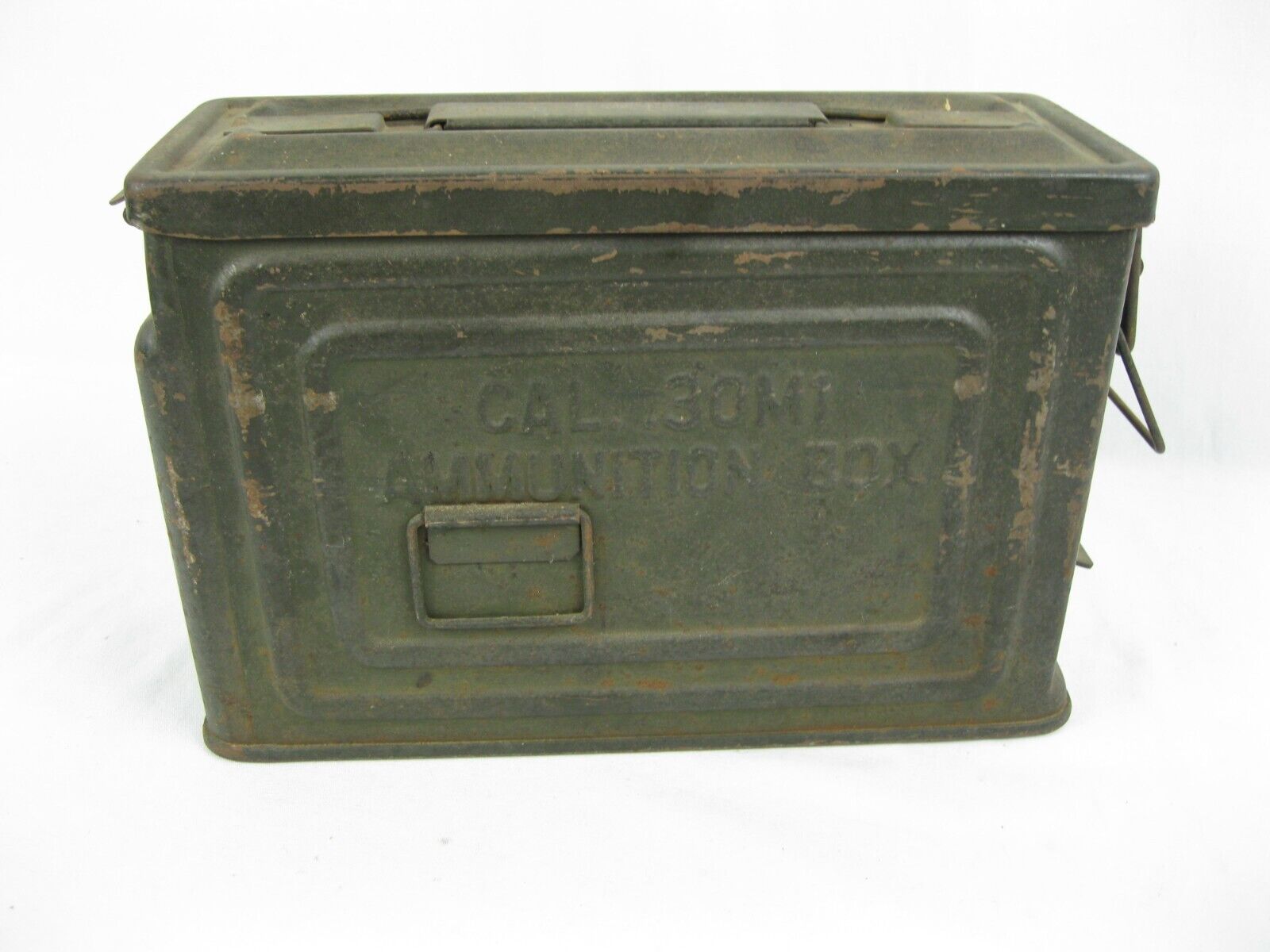 Vintage WWII 30 Cal. M1 Ammunition Ammo Box Can, U.S. Flaming Bomb