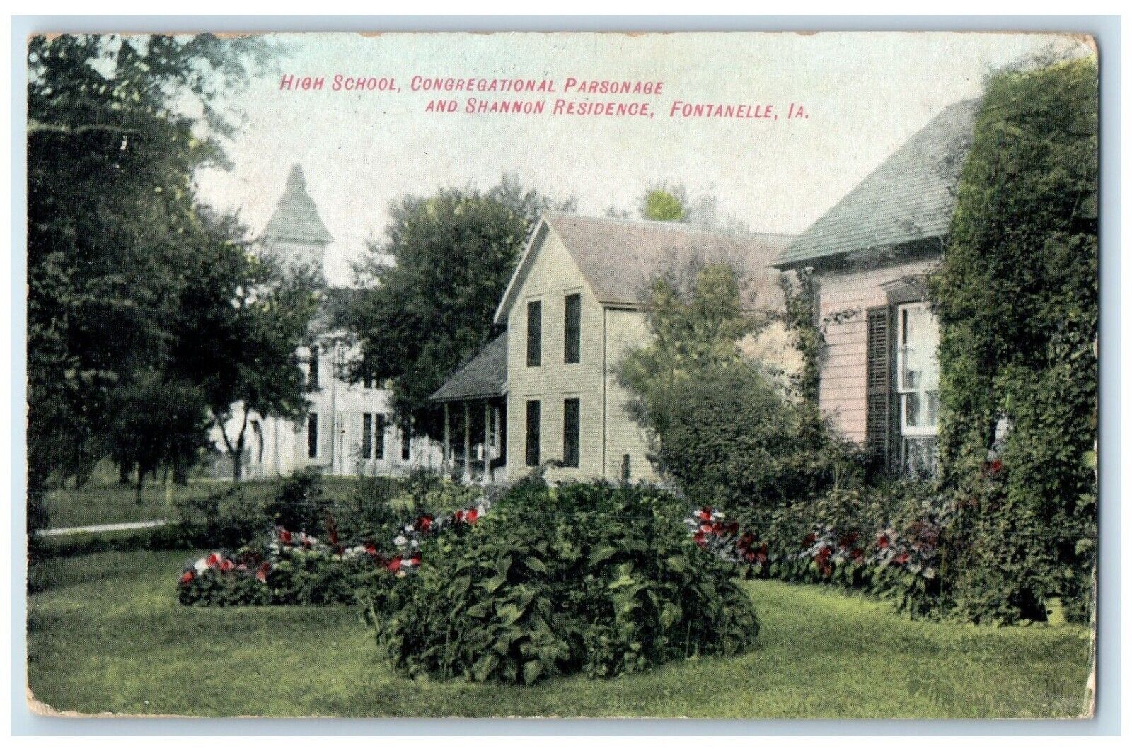 1910 High School Congregational Parsonage Shannon Residence Fontenelle Postcard