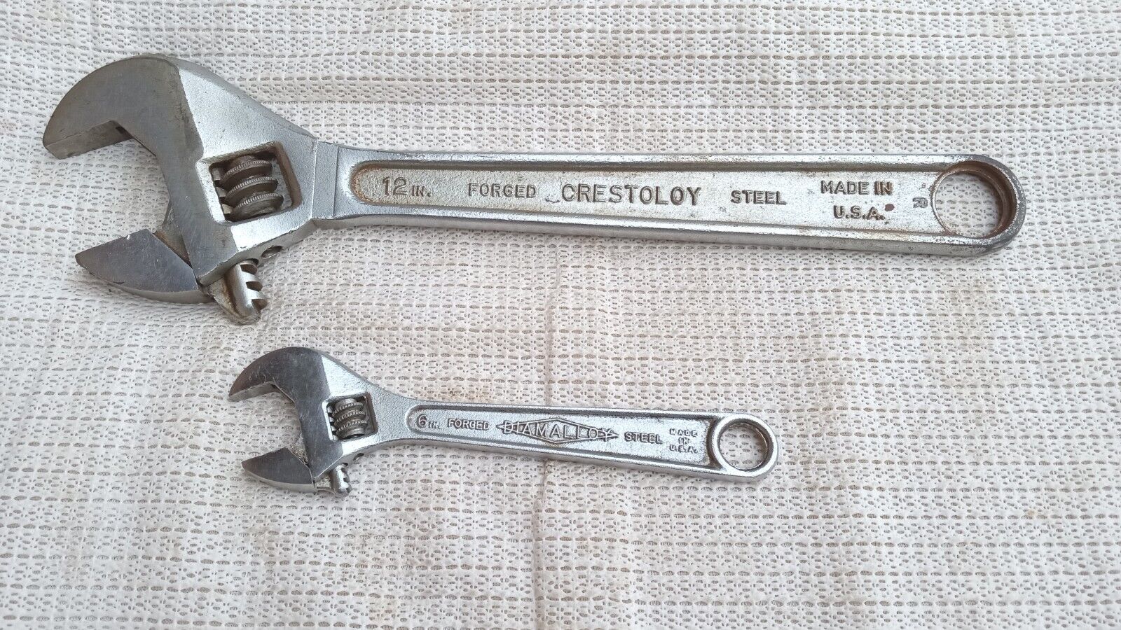 Lot of  2 Vintage Wrenches - USA.  12 Inch Crescent & 6 Diamond.One Day Auction 