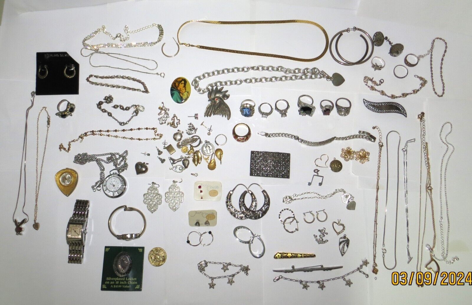 Women\'s Old Vintage Junk Lot Watches Rings Bracelets Earrings Necklaces Sterling