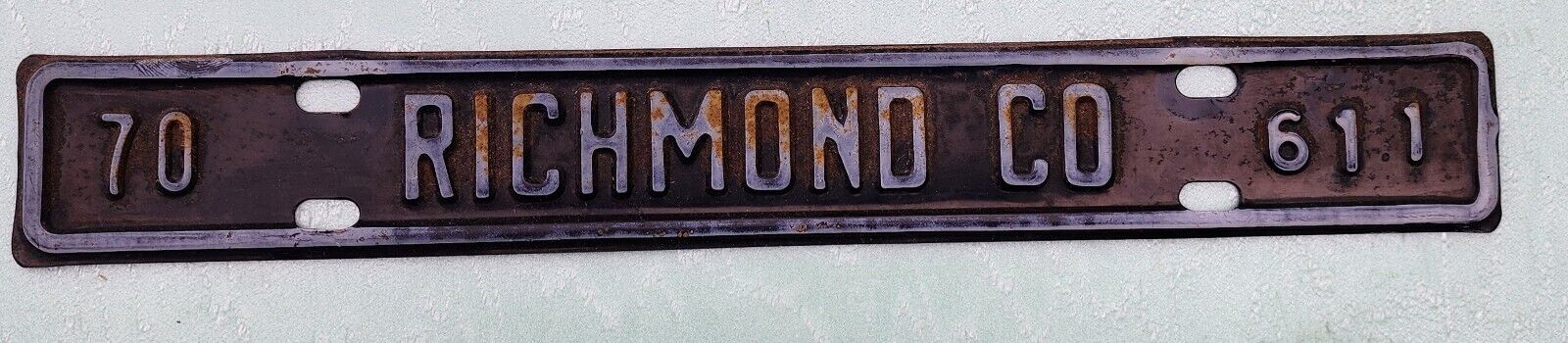 1970 Richmond County Virginia License Plate Town Tax Tag City Topper # 611