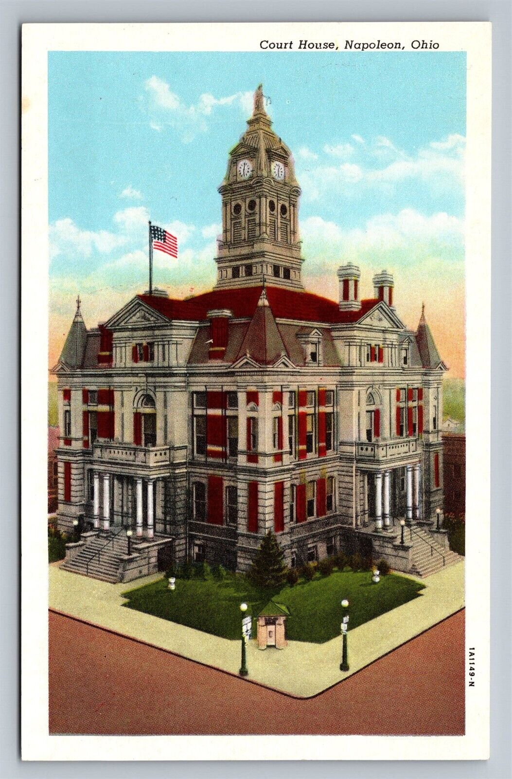 Napoleon OH Ohio Court House Courthouse Building Old Postcard View 1920s Unused