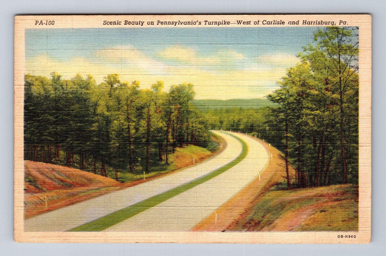 Harrisburg PA- Pennsylvania, Scenic Road On Turnpike, Antique, Vintage Postcard