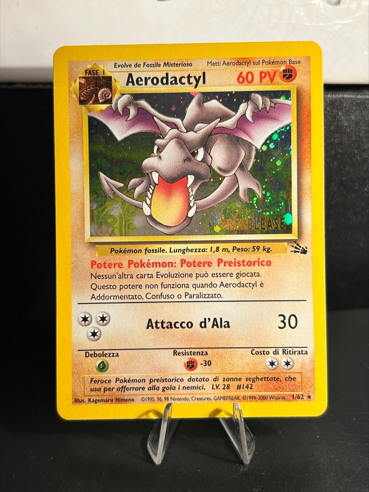 Pokémon Card Aerodactyl Prerelease 1/62 Fossil Ita Old