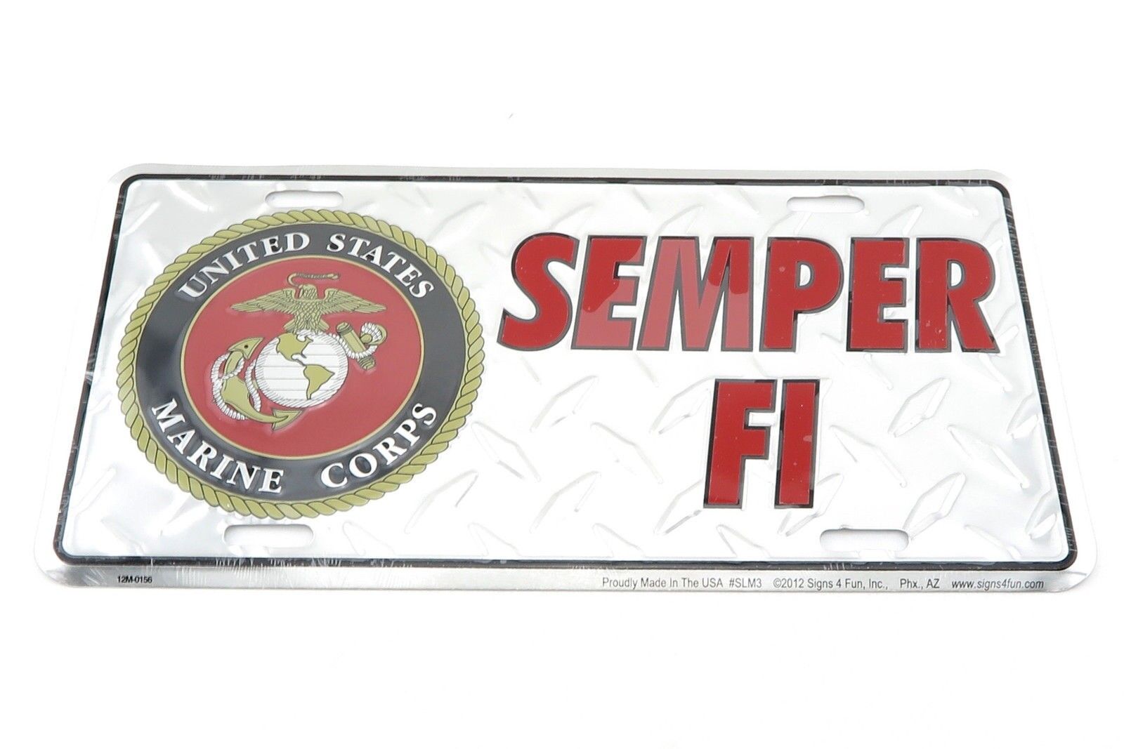 Marine Corps USMC Semper Fi Diamond Metal License Plate Sign Tag