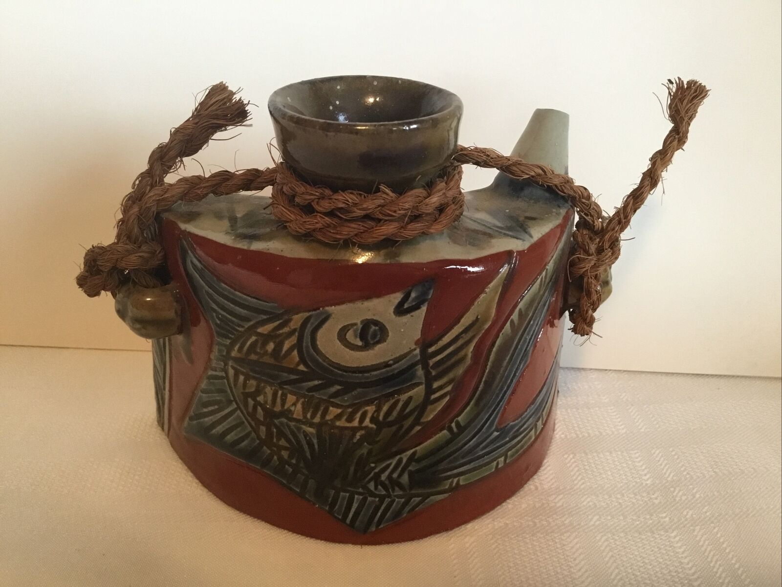 Vintage Japanese Hip Flask Pottery 