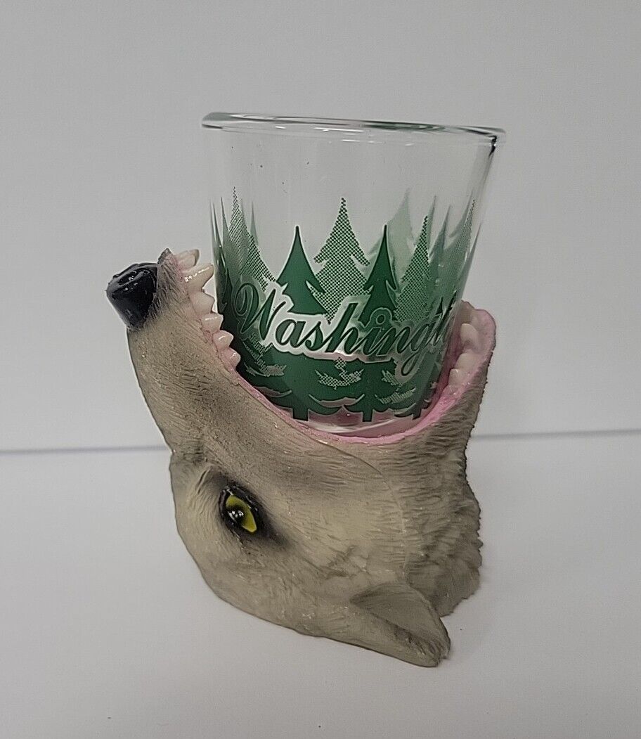 3D Wolf Washington Shot Glass New 
