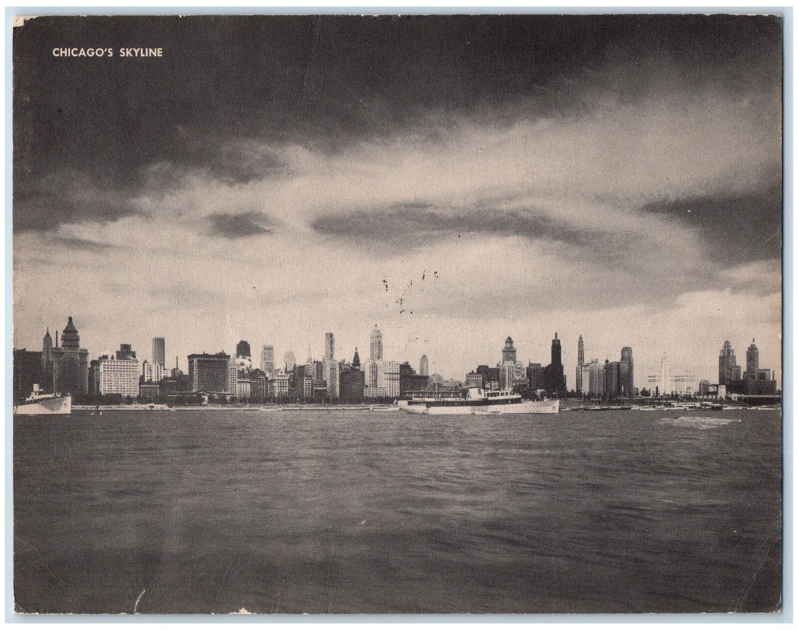 Chicago Illinois IL Postcard Oversized Chicago Skyline From Lake Michigan 1949
