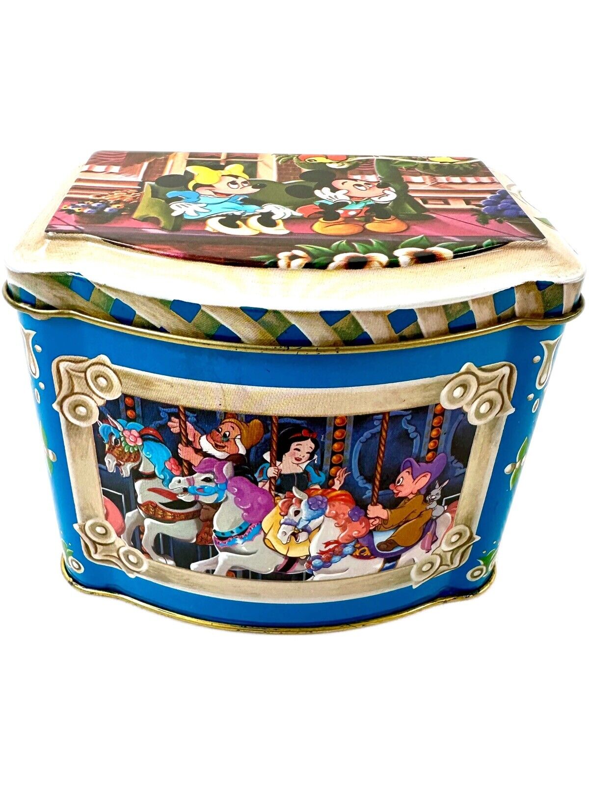 Walt Disney World Vintage Mickey Mouse Candy Tin Snow White Dwarfs Goofy England