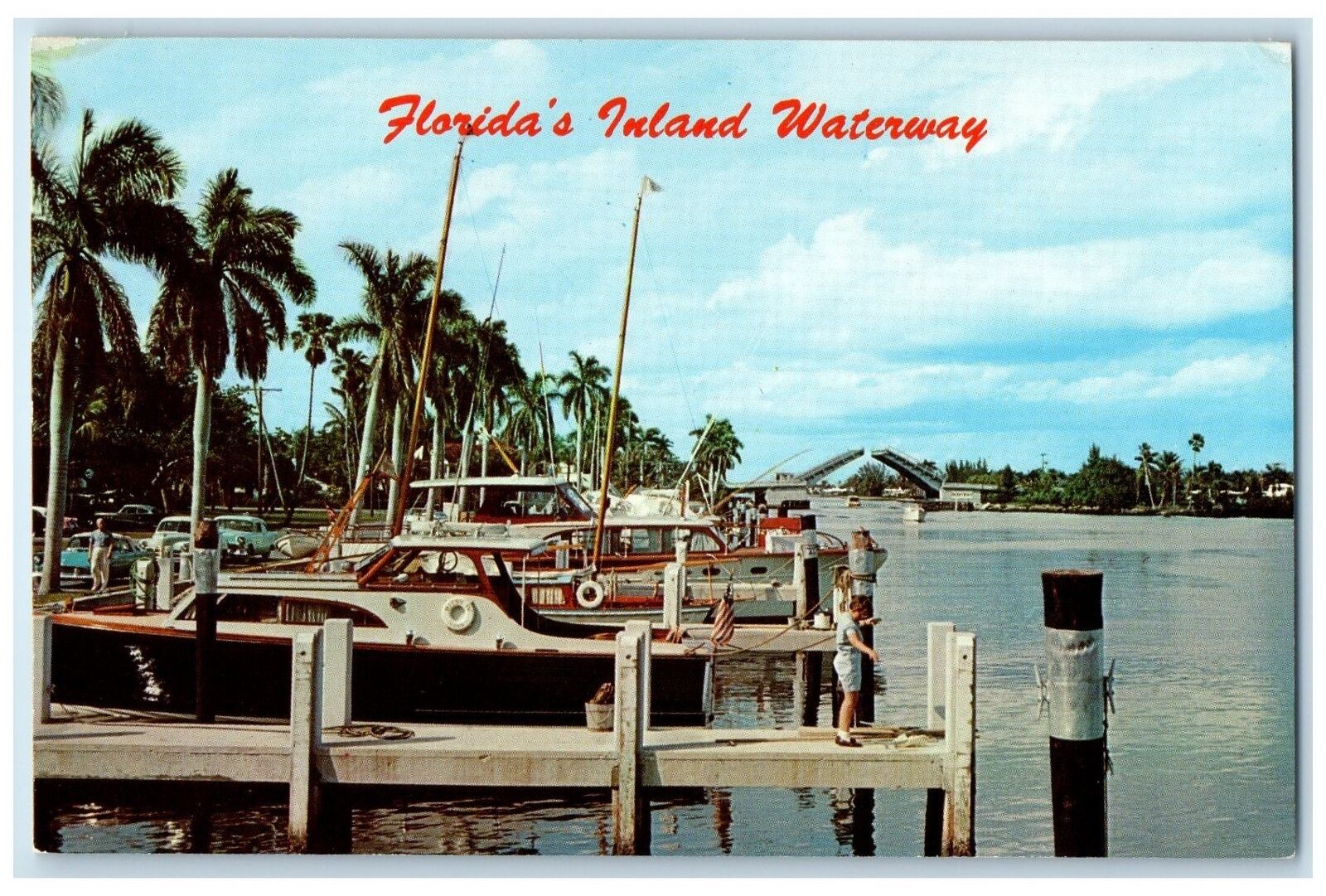 c1960's Florida's Inland Waterway Yacht Basin Delray Beach Florida FL Postcard