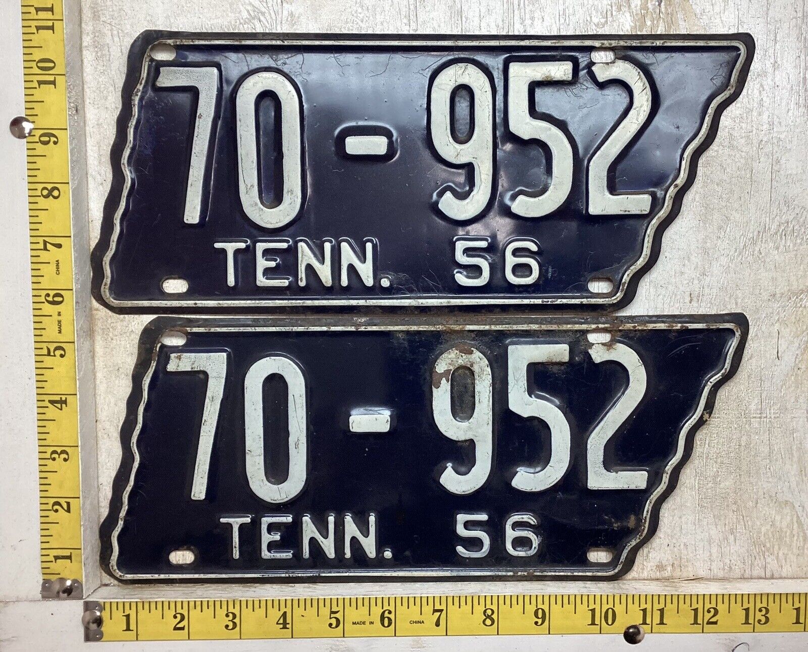 1956 Tennessee State Shaped License Plate 