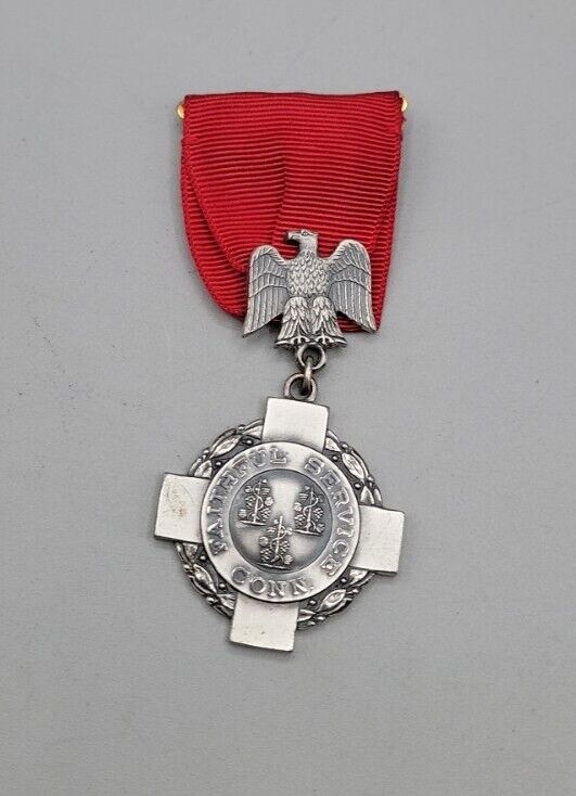 Antique Sterling Silver State Connecticut National Guard Faithful Service Medal