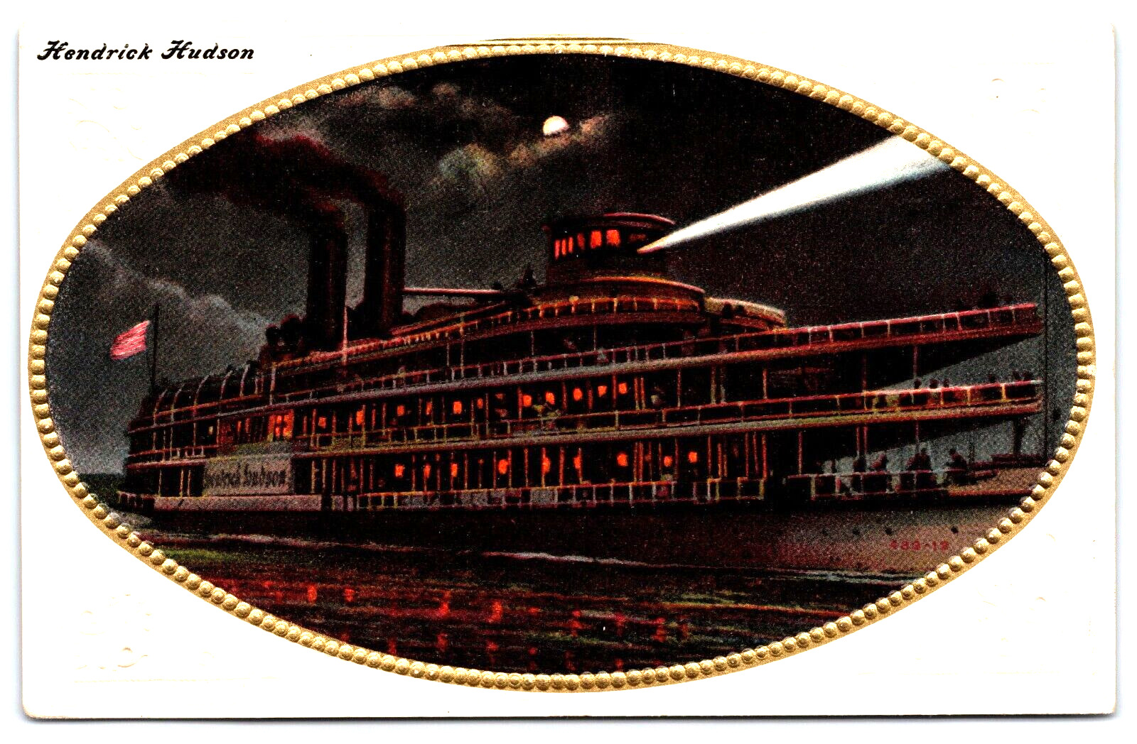 Postcard 1910 Steamship Hendrick Hudson Night Scene Moonlight Embossed A12