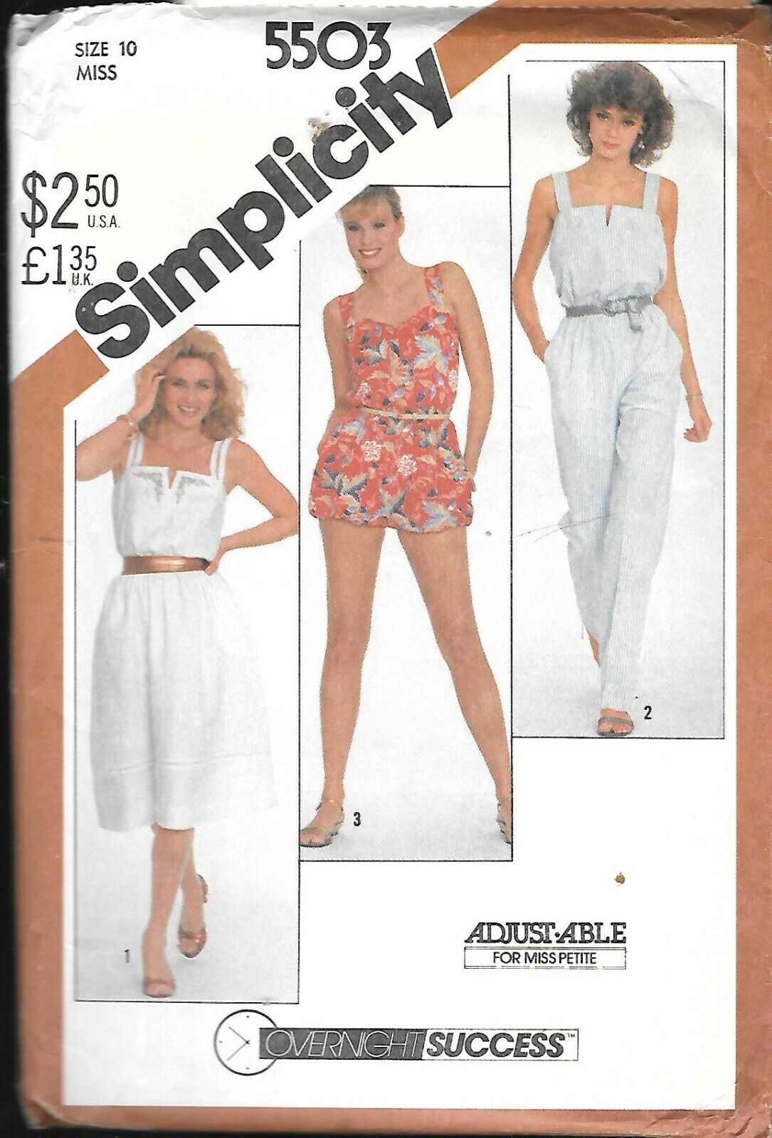 Vintage Simplicity #5503 Misses\' Sundress, Romper & Jumpsuit - Size 10 - UC