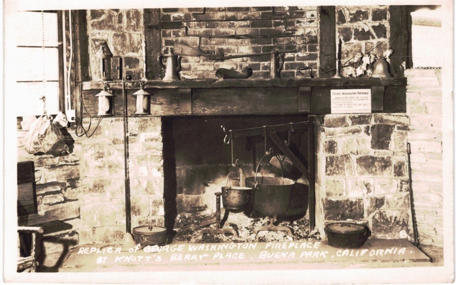 Buena Park RPPC Knott\'s Berry Washington Fireplace 1948  CA 