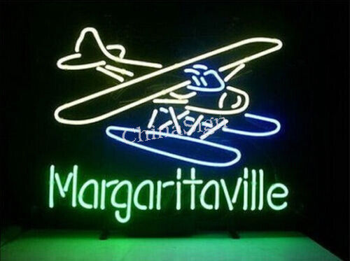 Jimmy Buffett\'s Margaritaville Airplane Plane Paradise Real Neon Sign Beer Light