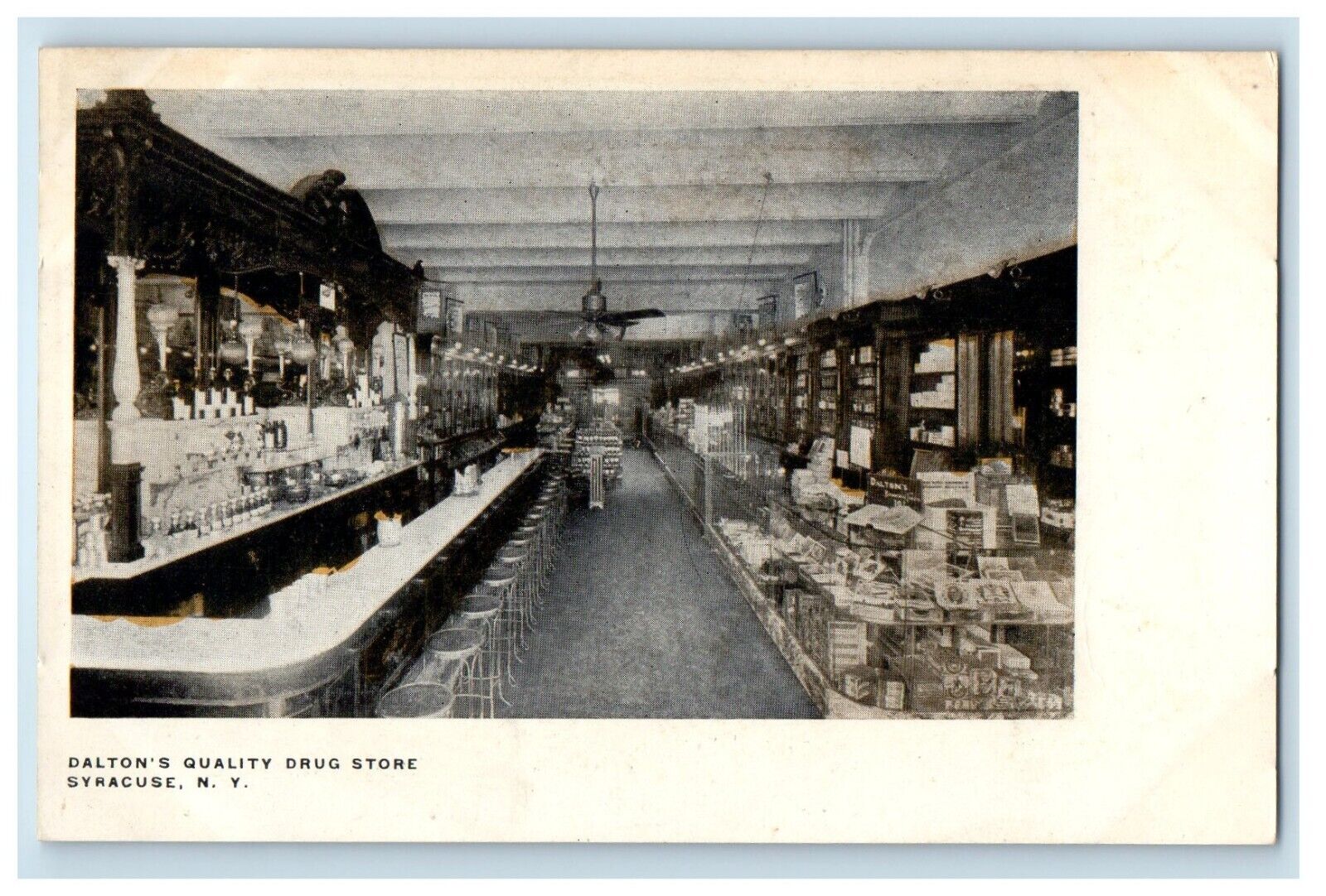 c1905 Interior Dalton\'s Quality Drug Store Syracuse New York NY Postcard