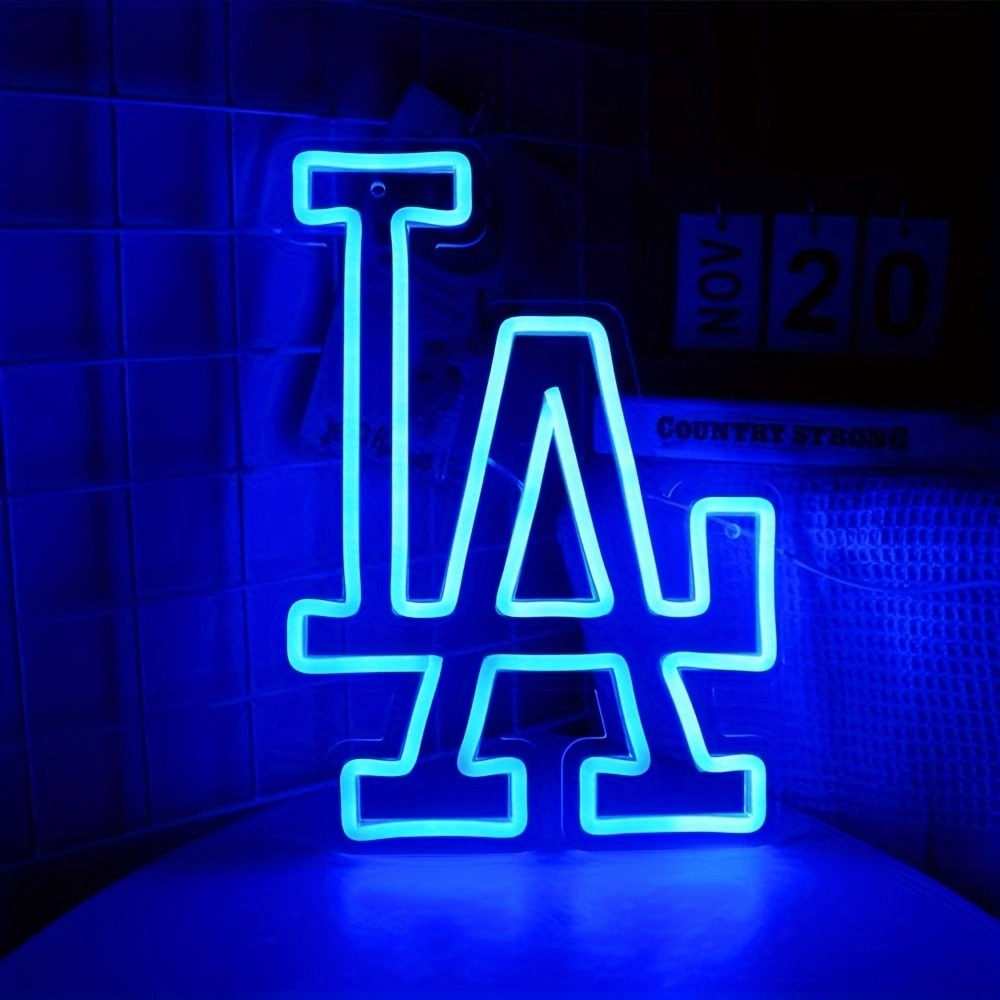 WonderfulLife Los Angeles Dodgers LA Neon Sign for Garage or Man Cave Decor