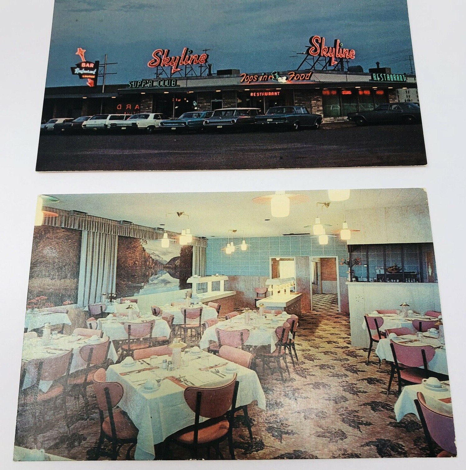 2 Albert Lea MN Minnesota Skyline Supper Club Starlite Lounge 60\'s Postcards