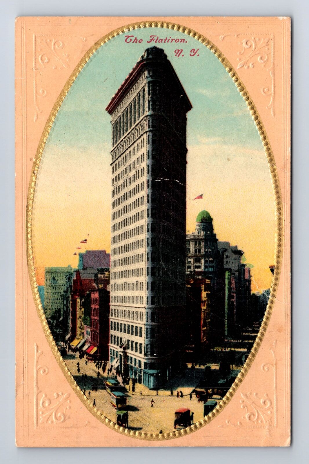 New York City NY, The Flatiron, Embossed, Vintage c1911 Souvenir Postcard