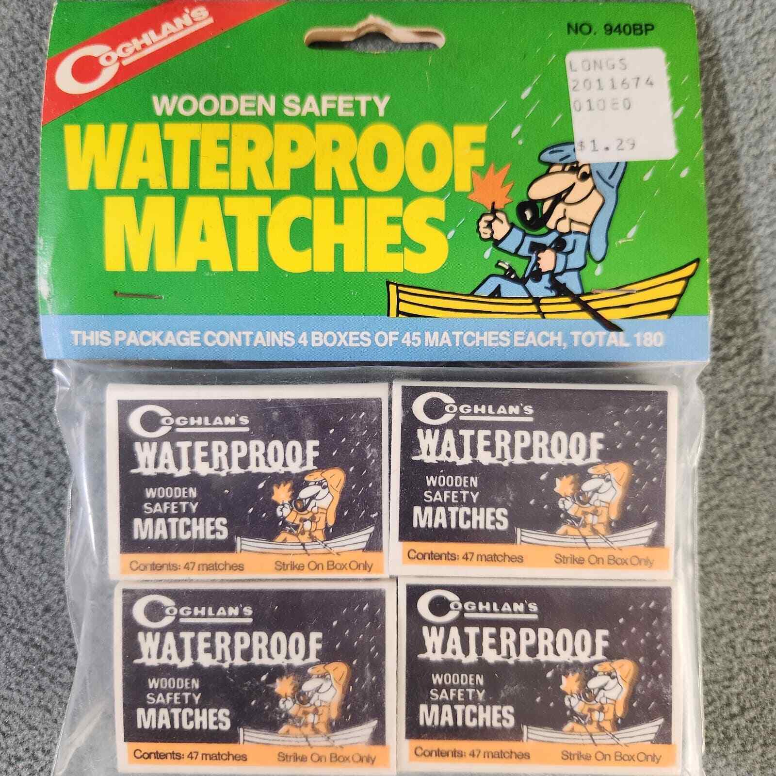 Vintage COGHLAN\'S Sealed Waterproof Matches 4 Pack 180ct 1987