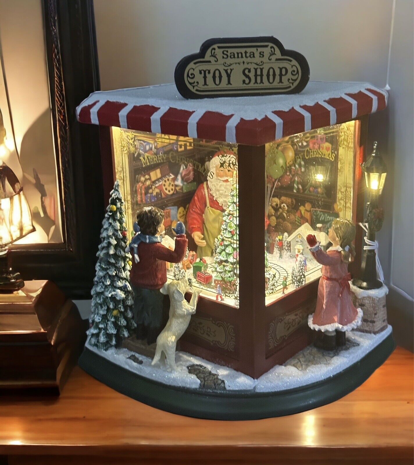 Christmas ￼Santas Toy Shop Animated LED Musical  Moving Train 10” New