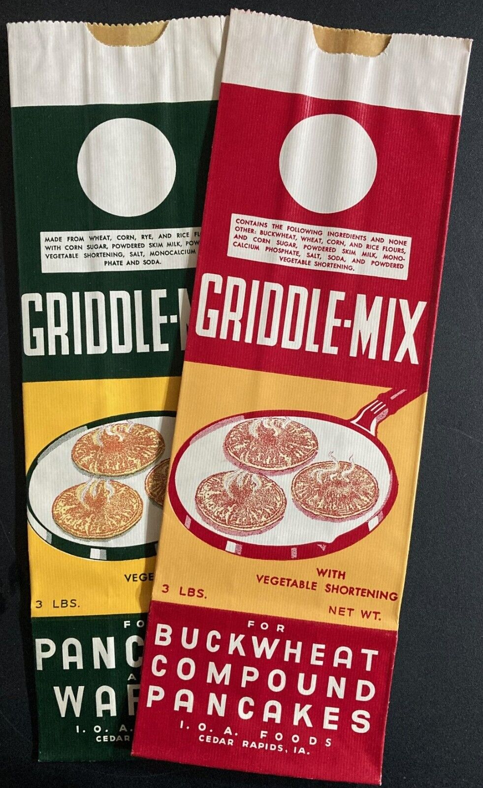 1950s Lot of Two (2) Griddle - Mix Bags for Vintage Display - NEW OLD STOCK