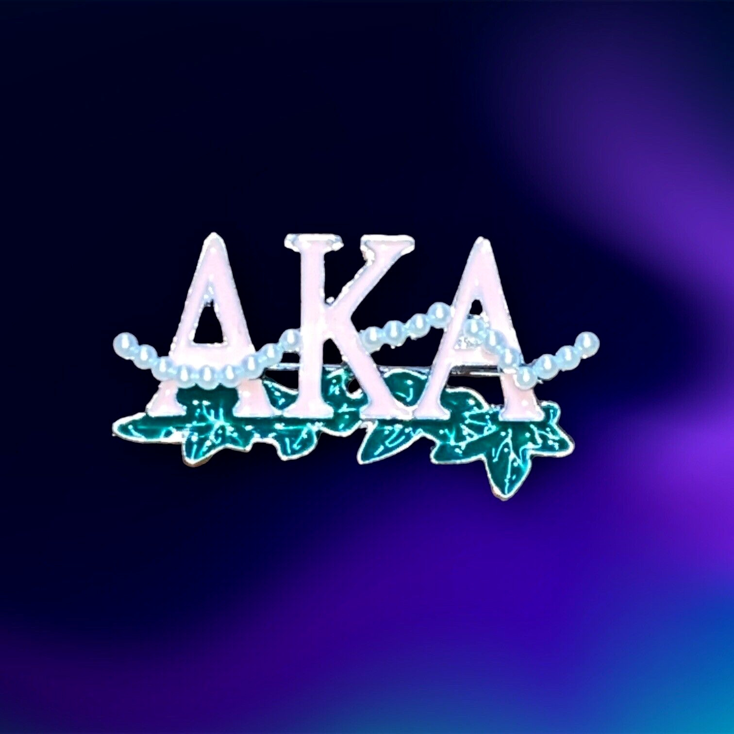 AKA Alpha Kappa Alpha - Sorority Pin / Brooch Pink & Green Enamel With Pearls