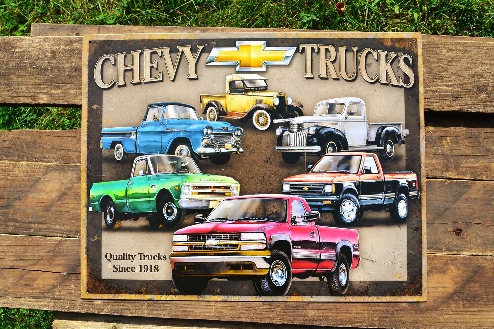 Chevy Trucks Tin Metal Sign - Truck - Since 1918 - Silverado - 3100 - Chevrolet 