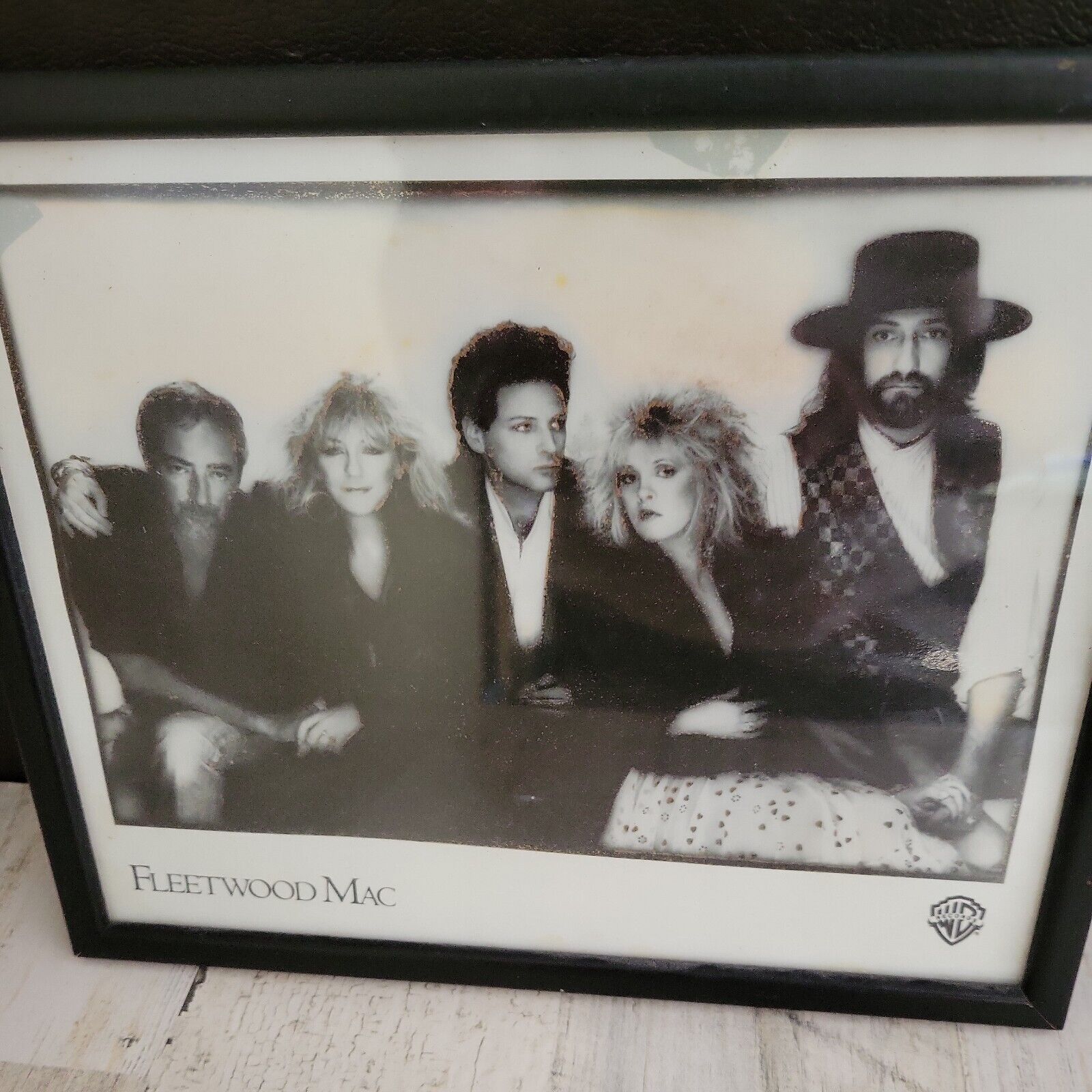 Framed picture Fleetwood Mac logo at bottom, Warner Brothers records. 10x8
