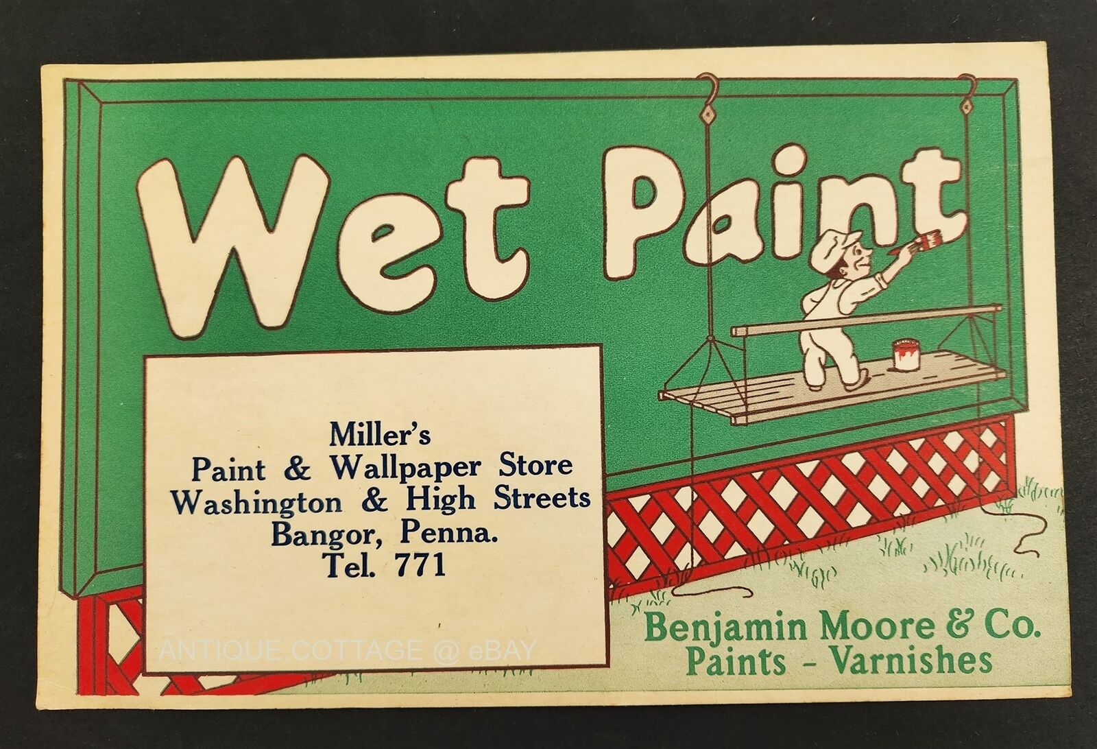 1950s vintage BENJAMIN MOORE PAINT cardboard SIGN bangor pa MILLERS wallpaper #2