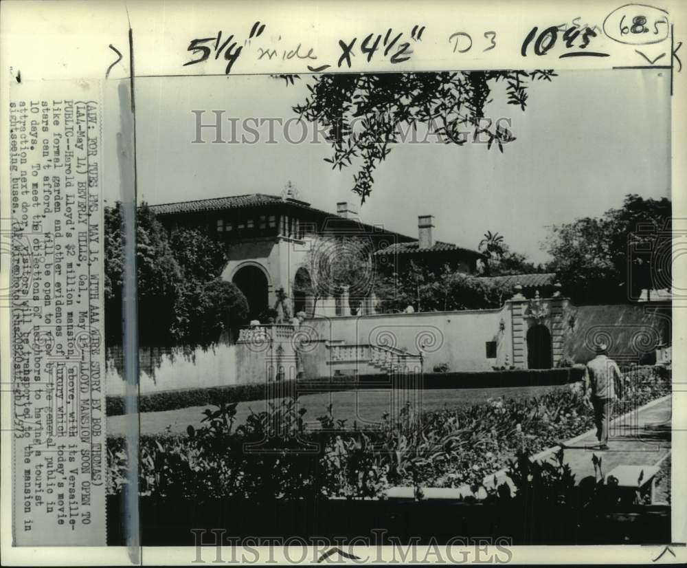 1973 Press Photo Harold Lloyd\'s mansion soon to be open to public, Beverly Hills