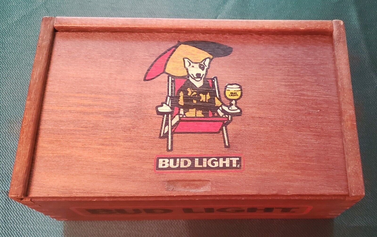 Vintage RARE BUD LIGHT Spuds MacKenzie wooden Box 1986 Anheuser-Busch Budweiser