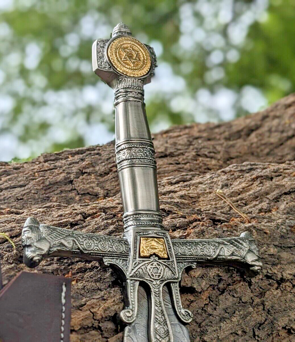 Hand Forged Damascus Steel King Solomon Crusader Sword ( Star of David pommel).