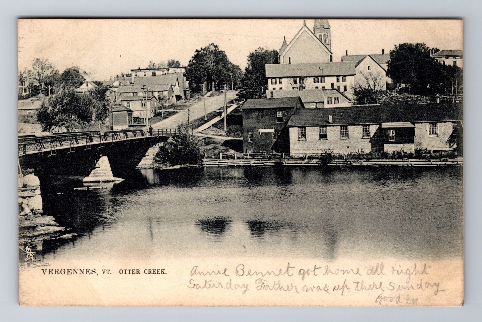 Vergennes VT-Vermont, Otter Creek, Antique, Vintage c1908 Souvenir Postcard