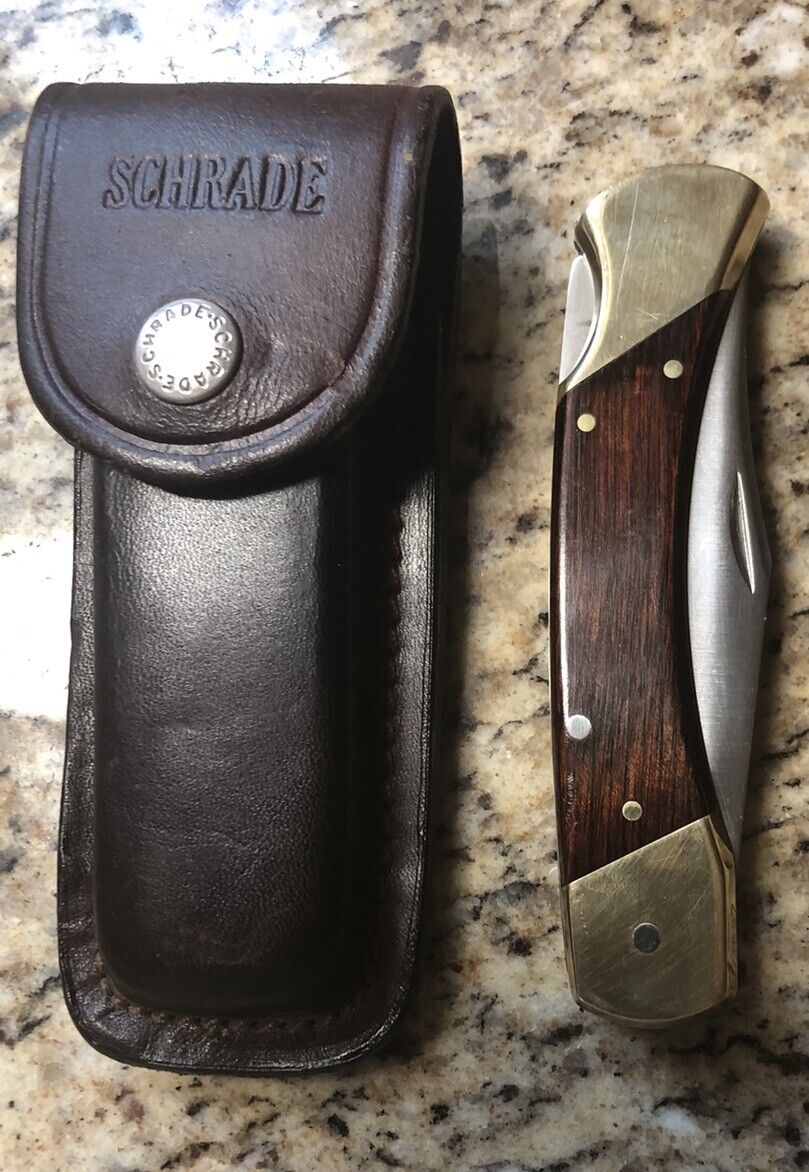 Vintage Schrade+ LB 7 Lockback Knife with Sheath   Made in USA