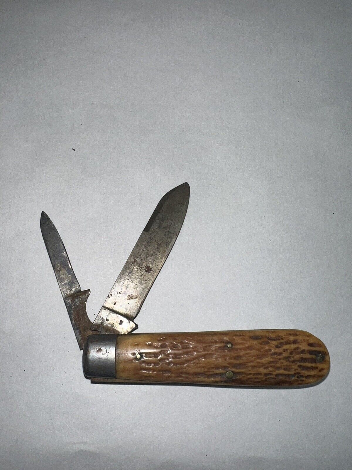 Vintage Antique Remington Antler Stag Folding  2- Blade Pocket Folding Knife Old