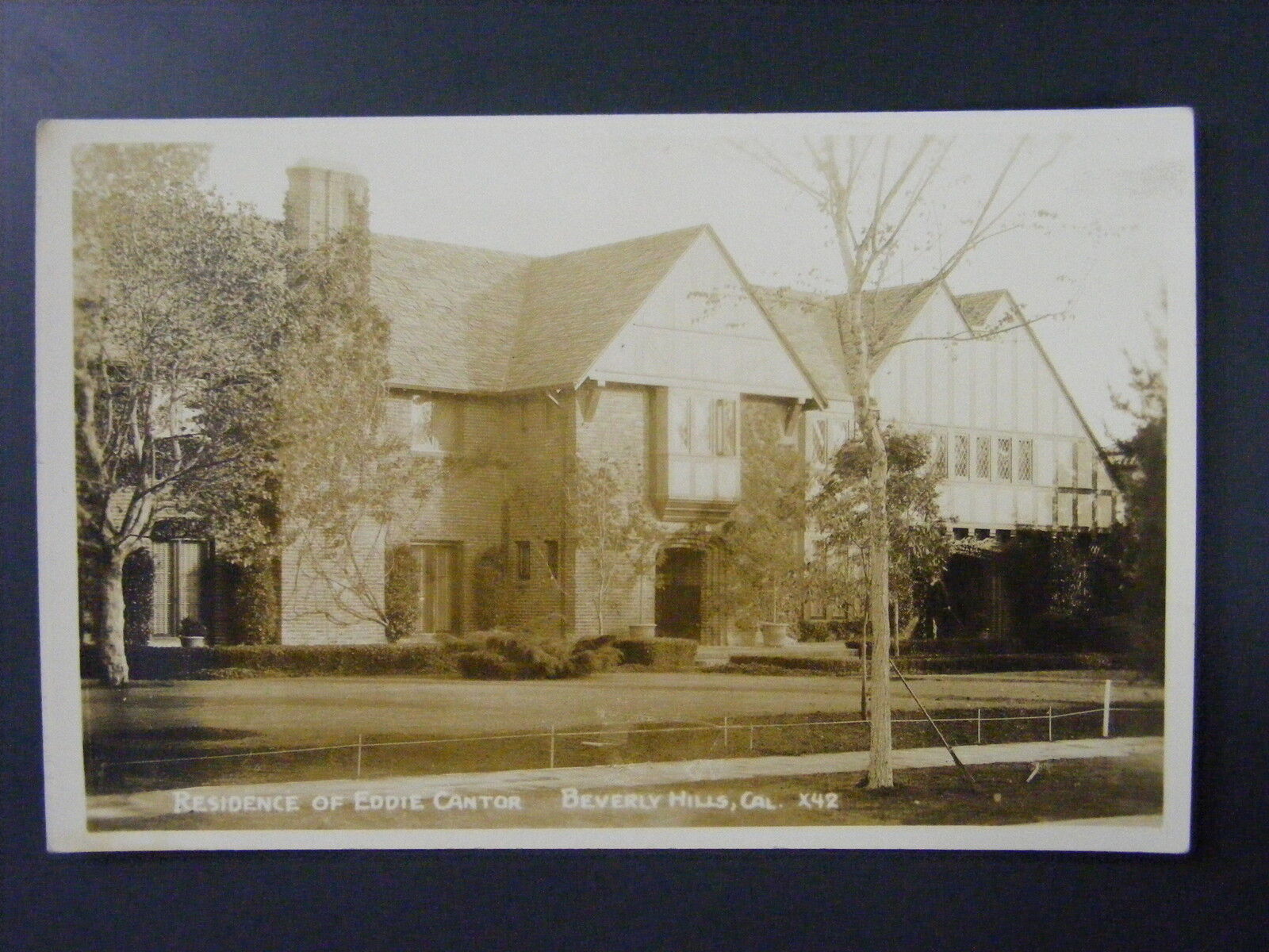 Eddie Cantor Residence Home Beverly Hills CA Real Photo Postcard RPPC c1940s VTG
