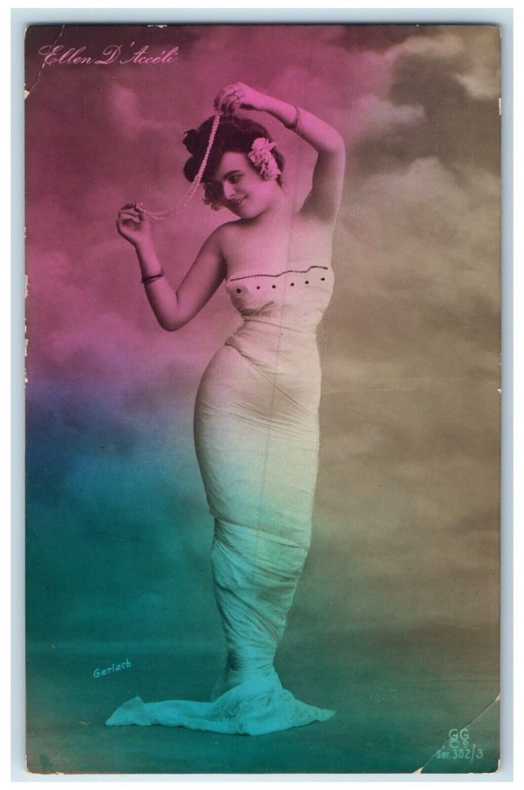 c1910's Ellen D Acceli Exotic Dancer RPPC Photo Unposted Antique Postcard