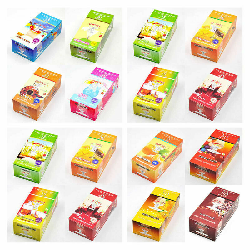 HORNET Cigarette Rolling Papers 1 1/4 Size 50 Packs Per Box Various Fruit Flavor