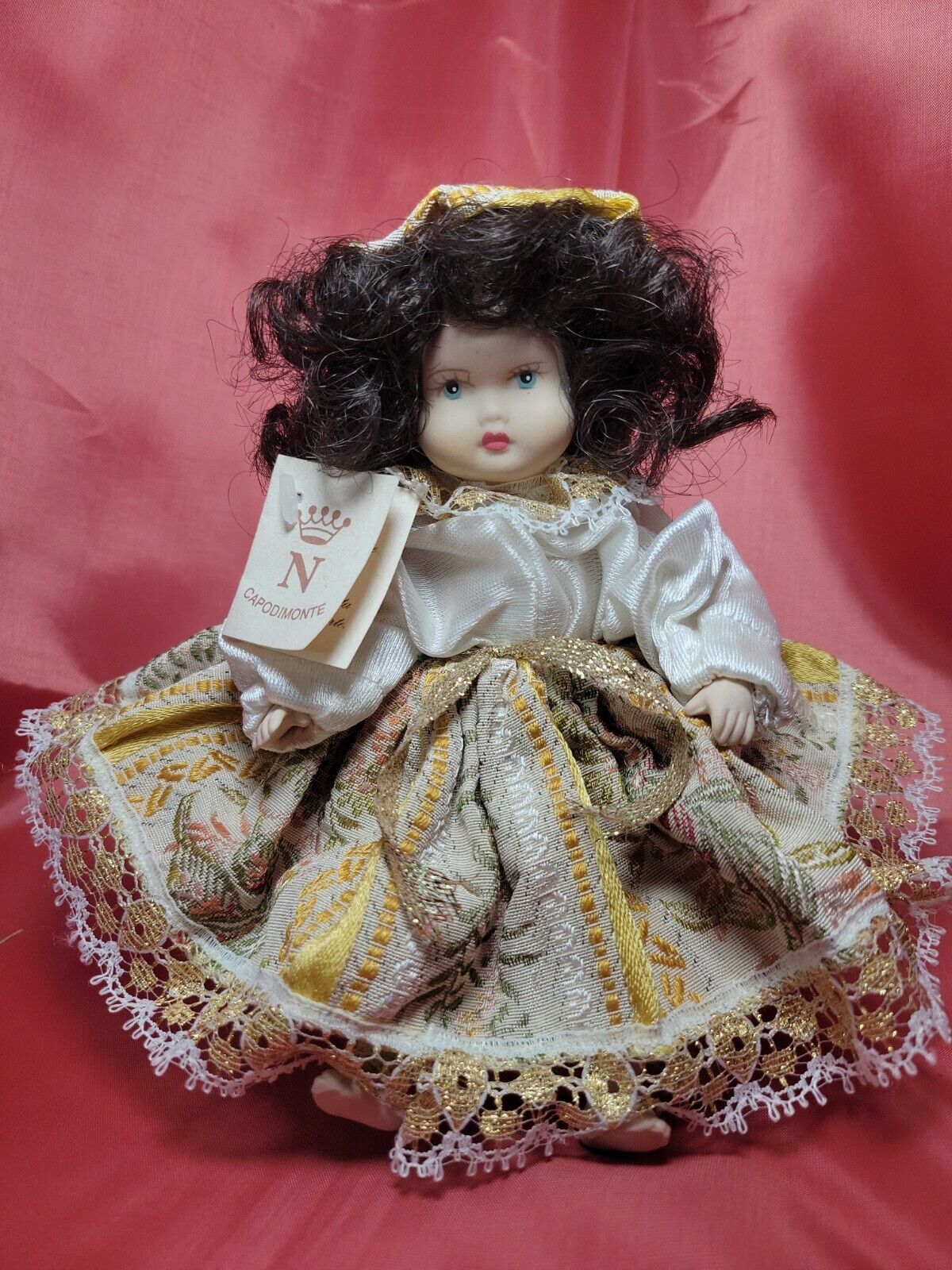Vintage Made in Italy Capodimonte Porcelain Doll With Tag EUC